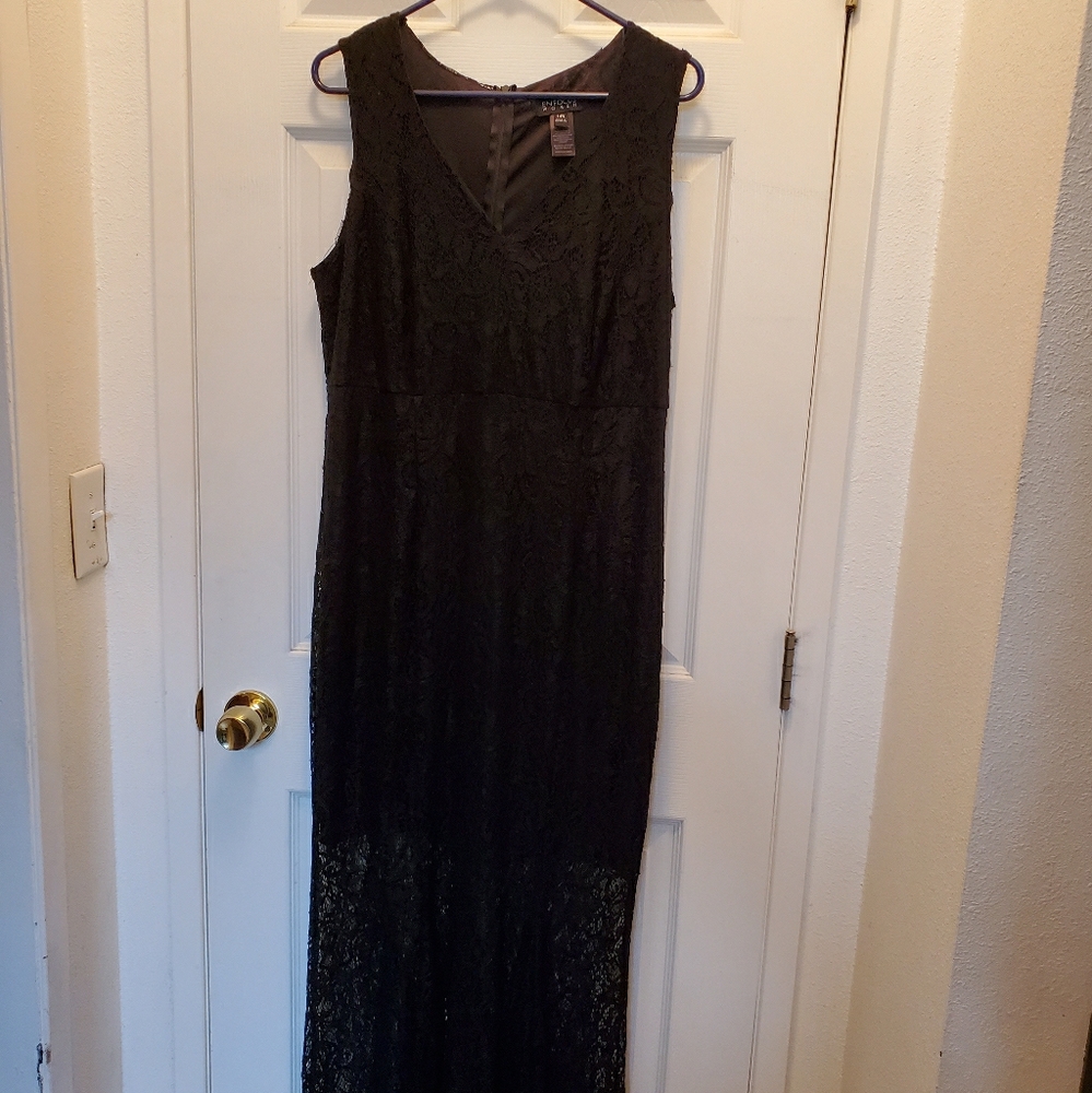 Floor length black dress